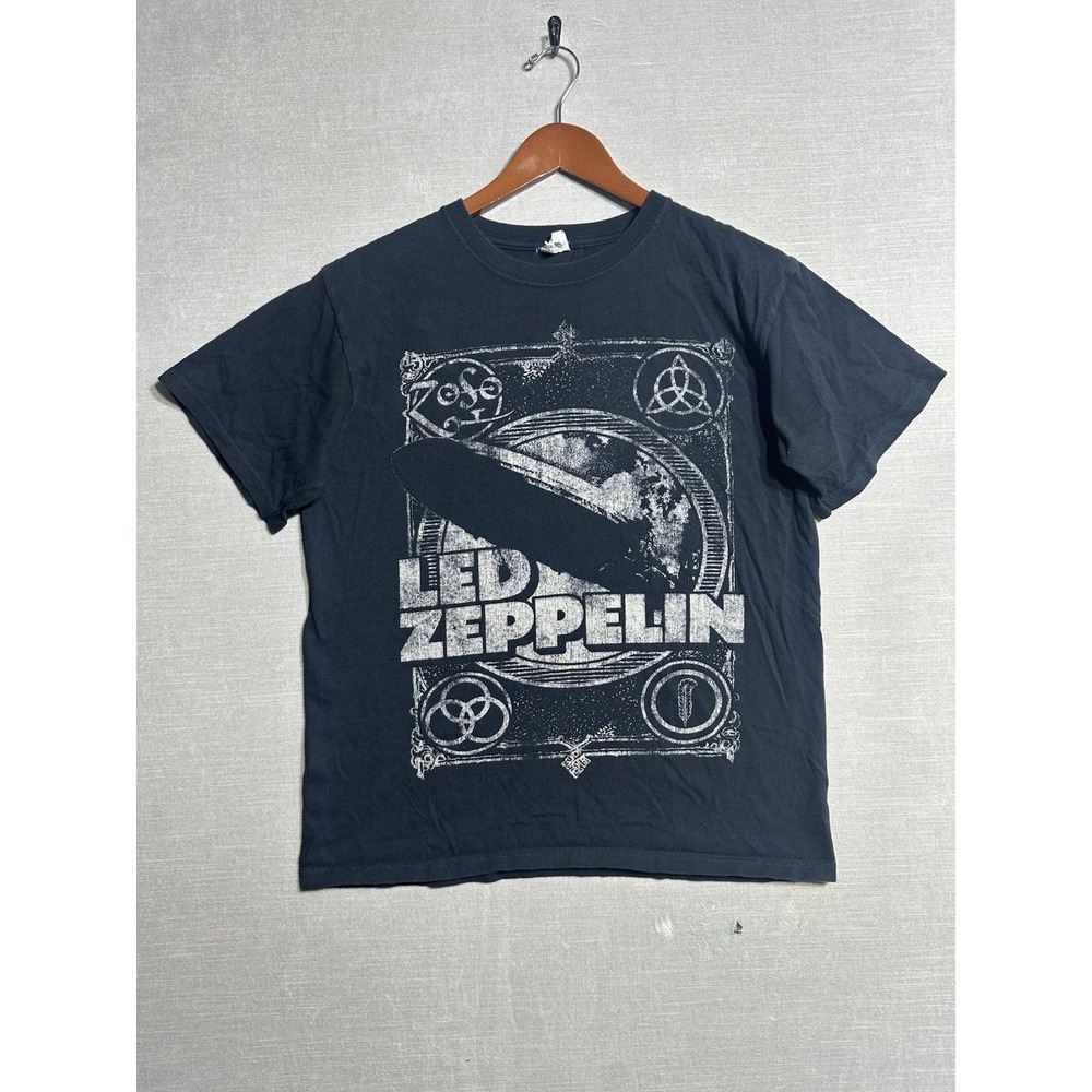 Vintage Y2K Led Zeppelin Shirt Mens Med Black Rock Music Band Hindenburg Anvil